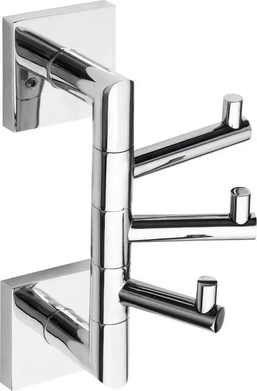 Sapho X-SQUARE - dvieļu āķis, 3 daļīgs, grozāms, hromēts XQ204