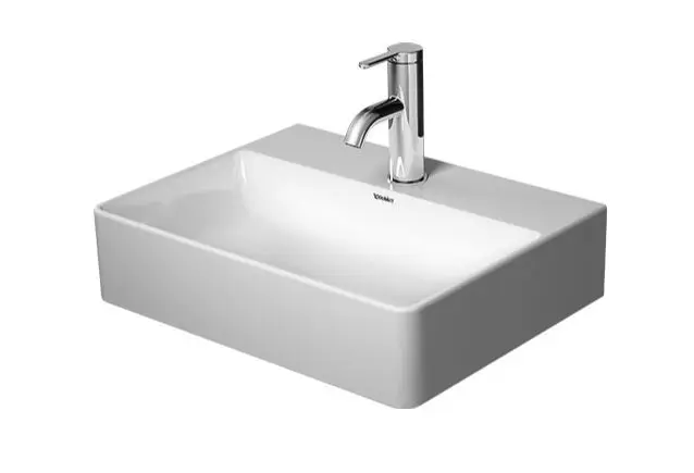 Duravit DuraSquare - rokas izlietne 45x35 cm, ar 1 caurumu maisītājam, DuraCeram, ar WonderGliss, Alpu balts 07324500411