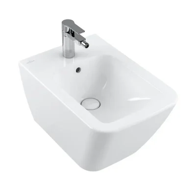 Villeroy & Boch Finion - pie sienas montējams bidē ar pārplūdi, 375x560 mm, ar CeramicPlus, Alpu balts 446500R1