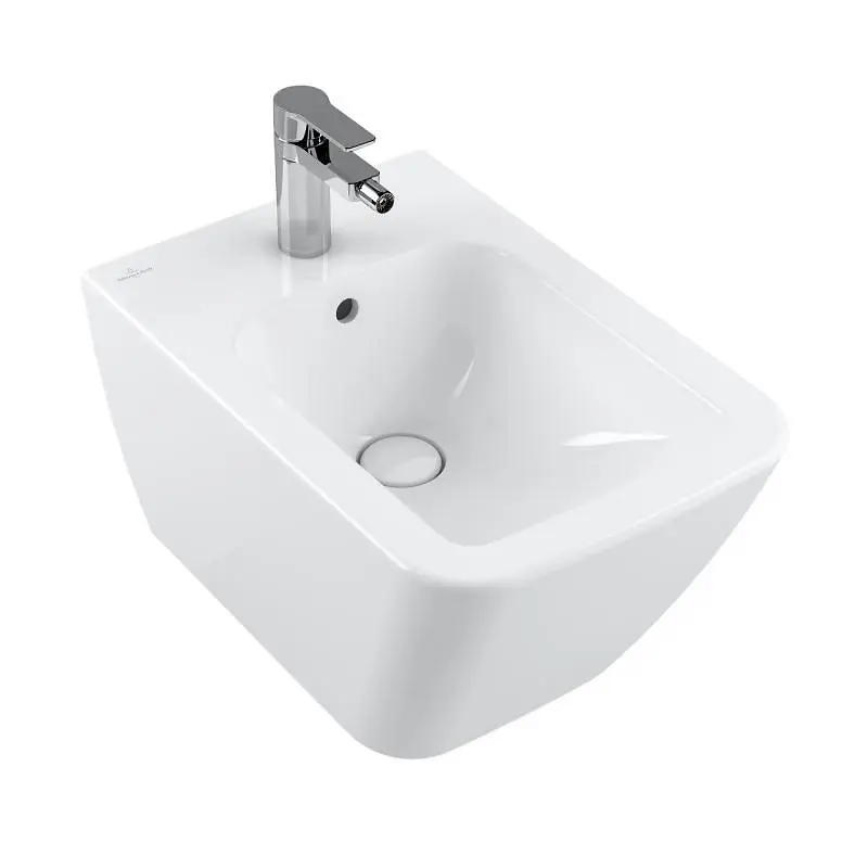 Villeroy & Boch Finion - pie sienas montējams bidē ar pārplūdi, 375x560 mm, ar CeramicPlus, Alpu balts 446500R1