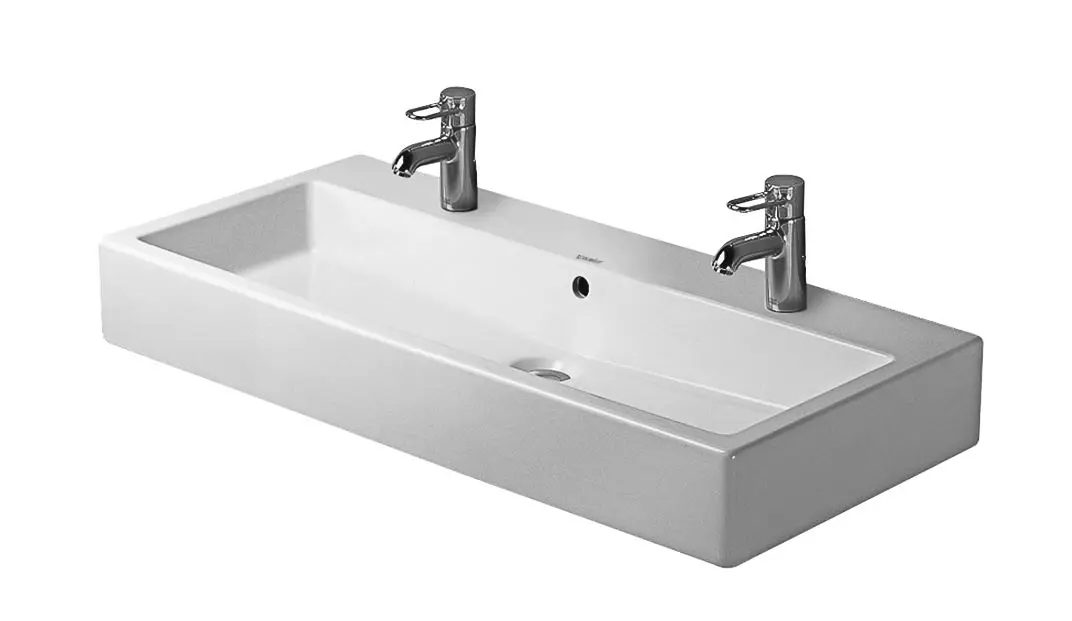 Duravit Vero - dubultā izlietne 100x47 cm, ar pārplūdi, 2 jaucējkrāna caurumiem, WonderGliss, balta 04541000241