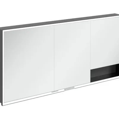Villeroy & Boch My View+ - spoguļskapītis ar LED apgaismojumu 160x75x17 cm, 3 durvis, graphit/matēti melns B48216VR