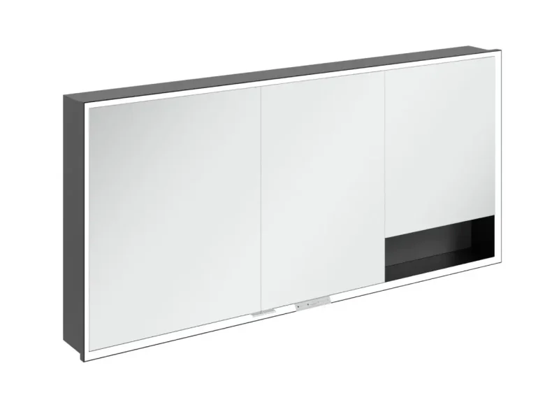 Villeroy & Boch My View+ - spoguļskapītis ar LED apgaismojumu 160x75x17 cm, 3 durvis, graphit/matēti melns B48216VR