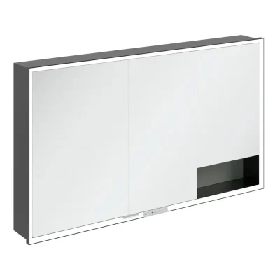 Villeroy & Boch My View+ - spoguļskapītis ar LED apgaismojumu 130x75x17 cm, 3 durvis, Soft Green/Matēti melns B48213AF