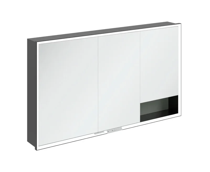Villeroy & Boch My View+ - spoguļskapītis ar LED apgaismojumu 130x75x17 cm, 3 durvis, Soft Green/Matēti melns B48213AF