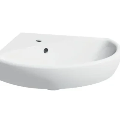 Geberit Selnova - stūra roku mazgājamā izlietne 59x56 cm, ar 1 jaucējkrāna caurumu, balta 501.050.00.5
