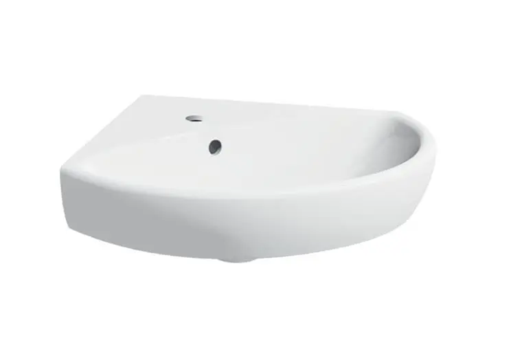 Geberit Selnova - stūra roku mazgājamā izlietne 59x56 cm, ar 1 jaucējkrāna caurumu, balta 501.050.00.5