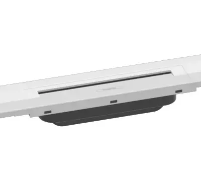 Hansgrohe RainDrain Flex - dušas noteka 900 ar nerūsējošā tērauda resti, saīsināma, montāžai pie sienas, balts matēts 56052700