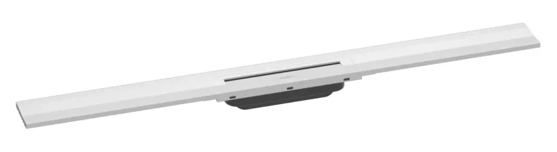 Hansgrohe RainDrain Flex - dušas noteka 900 ar nerūsējošā tērauda resti, saīsināma, montāžai pie sienas, balts matēts 56052700