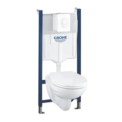 Grohe Solido - priekšsienas uzstādīšanas komplekts, klozetpods un WC sēdeklis softclose, vadības plate Skate Air, Alpu balts 39116000