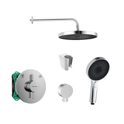 Hansgrohe/Kielle - dušas komplekts ar zemapmetuma armatūru un montāžas korpusu, hroms SANI21HKK000