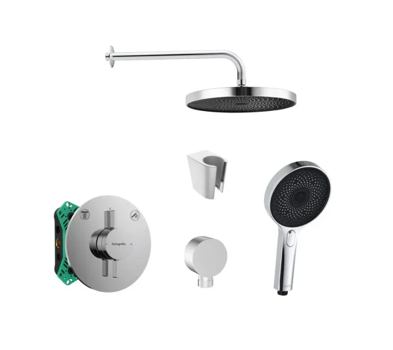 Hansgrohe/Kielle - dušas komplekts ar zemapmetuma armatūru un montāžas korpusu, hroms SANI21HKK000