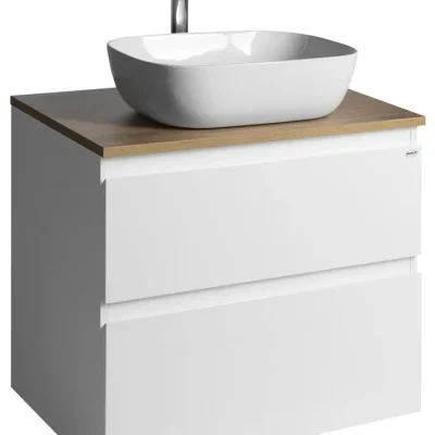 Aqualine Altair - izlietnes skapītis 60x67x45 cm, 2 atvilktnes, balts/ozols emporio AI270-02