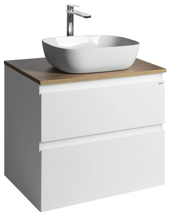 Aqualine Altair - izlietnes skapītis 60x67x45 cm, 2 atvilktnes, balts/ozols emporio AI270-02