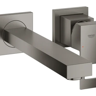 Grohe Eurocube - zemapmetuma izlietnes maisītājs, 2 caurumu montāža, Hard Graphite birstēts 23447AL0