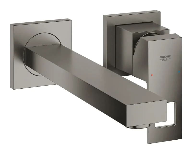 Grohe Eurocube - zemapmetuma izlietnes maisītājs, 2 caurumu montāža, Hard Graphite birstēts 23447AL0