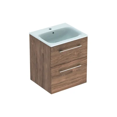 Geberit Selnova Square - izlietnes skapis 64x54x48 cm, ar izlietni, 2 atvilktnēm, Nuss Hickory 501.234.00.1