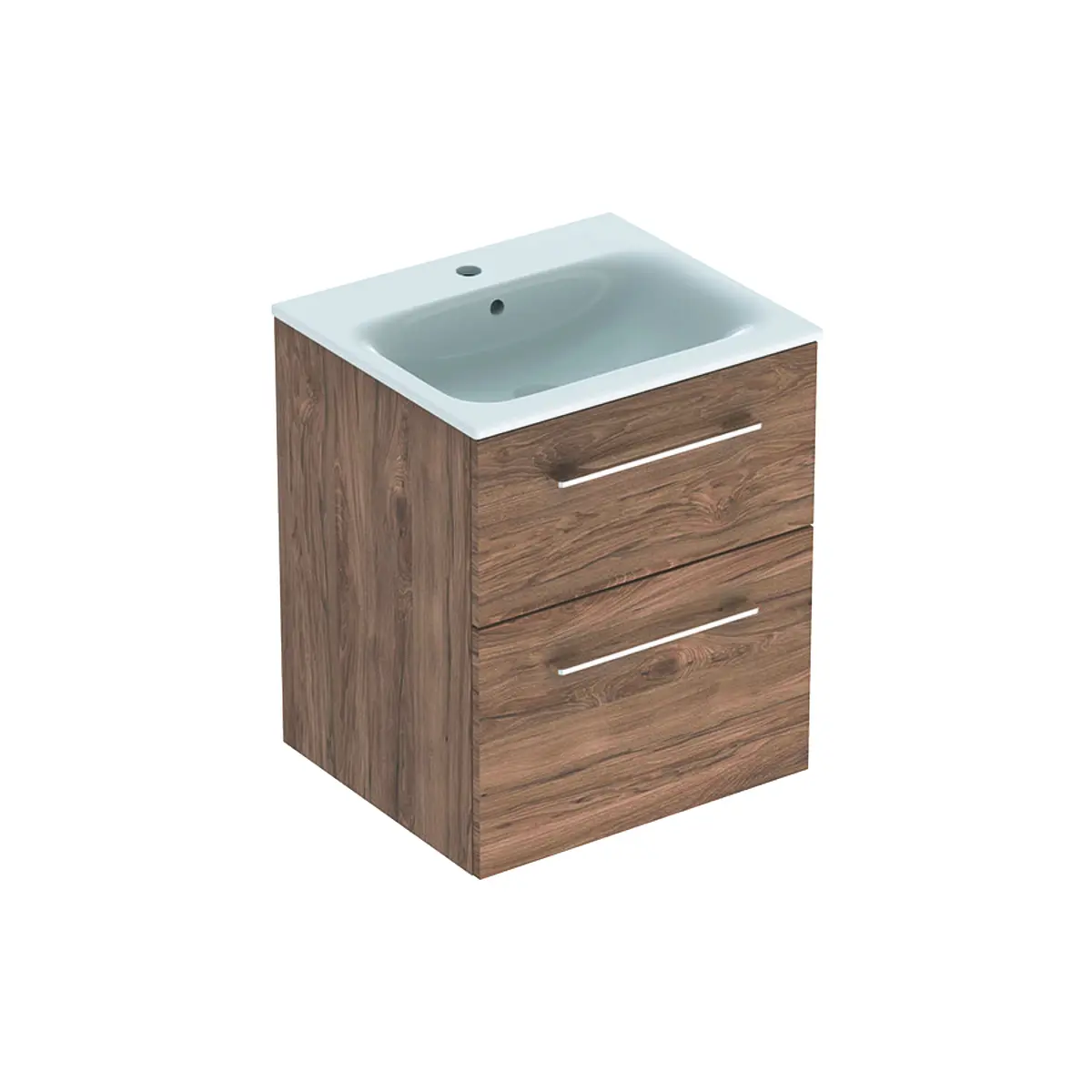 Geberit Selnova Square - izlietnes skapis 64x54x48 cm, ar izlietni, 2 atvilktnēm, Nuss Hickory 501.234.00.1