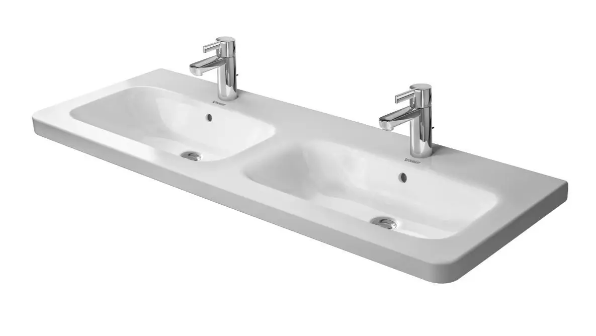 Duravit DuraStyle - mēbeļu dubultizlietne 130x48 cm, ar 1 caurumu jaucējkrānam, ar WonderGliss, Alpu balts 23381300001