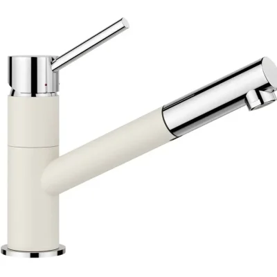 Blanco Kano S - virtuves izlietnes maisītājs ar izvelkamu izteku un filtra funkciju, soft balts/hroms 526953