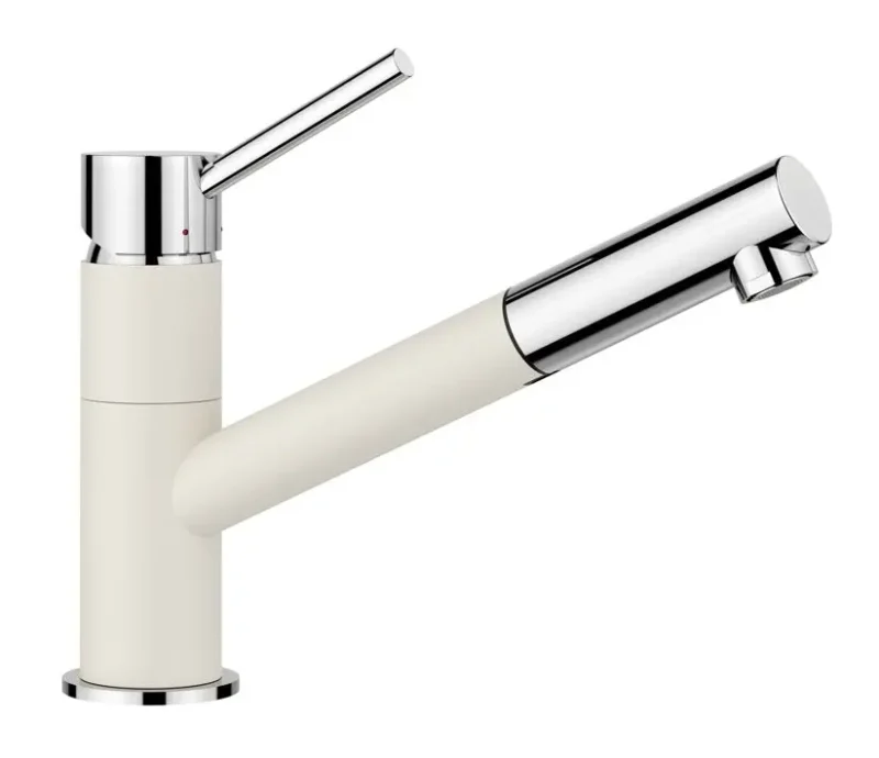 Blanco Kano S - virtuves izlietnes maisītājs ar izvelkamu izteku un filtra funkciju, soft balts/hroms 526953