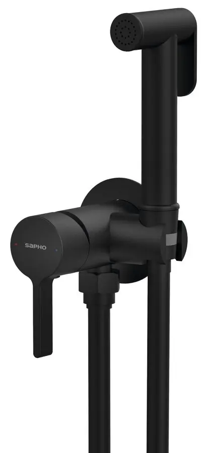 Sapho Iconic - zemapmetuma bidē maisītājs, ar rokas dušu, ar iebūves daļu, melns matēts AF040B