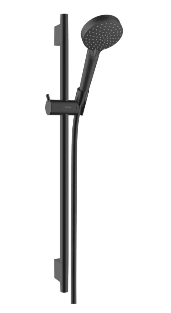 Hansgrohe Vernis Blend - dušas galvas komplekts, 2 strūklas, stienis un šļūtene, EcoSmart, matēti melns 26423670