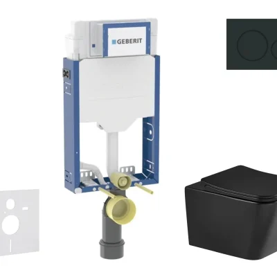 Geberit Kombifix - komplekts priekšsienas elements, Arkas I WC ar Softclose sēdekli un Sigma20 vadības plati, melns matēts/melns SANI15CA5510