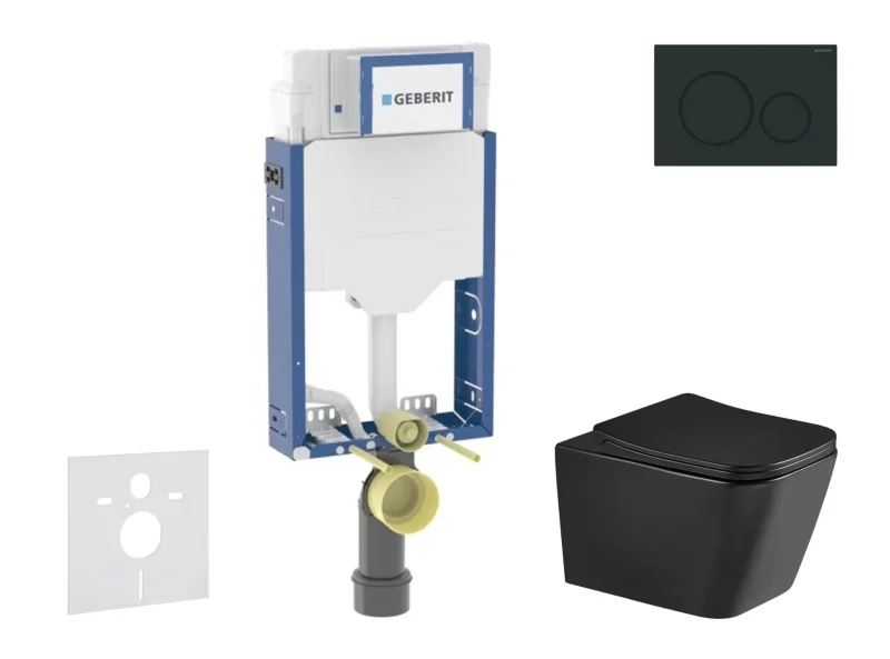 Geberit Kombifix - komplekts priekšsienas elements, Arkas I WC ar Softclose sēdekli un Sigma20 vadības plati, melns matēts/melns SANI15CA5510