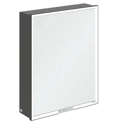 Villeroy & Boch My View+ - spoguļskapītis ar LED apgaismojumu 60x75x17 cm, 1 durvis, eņģes kreisajā pusē, matēti melns B4816L00