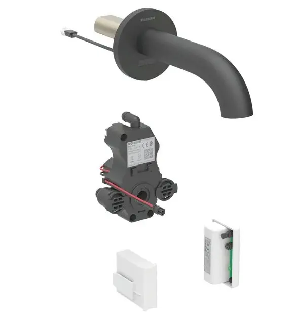 Geberit Piave - elektronisks izlietnes maisītājs zemapmetuma montāžai, ģeneratora darbība, easy to clean, matēti melns 116.286.14.1