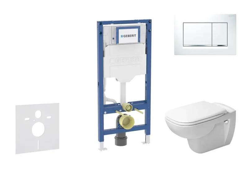 Geberit Duofix - komplekts priekšsienas elements, D-Code WC ar SoftClose sēdekli un Sigma20 vadības plati, balts/hroms spīdīgs SANI11CP3104