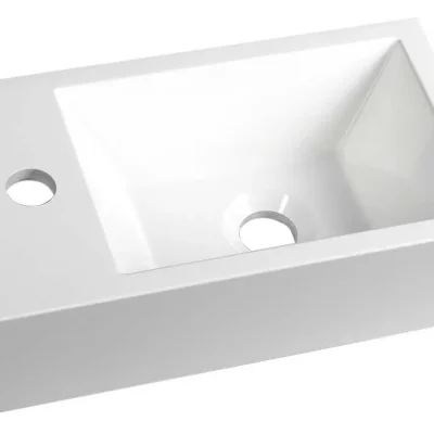Sapho - rokas izlietne Amarok 40x22 cm, caurums jaucējkrānam kreisajā pusē, marmora lējums, balta AR400