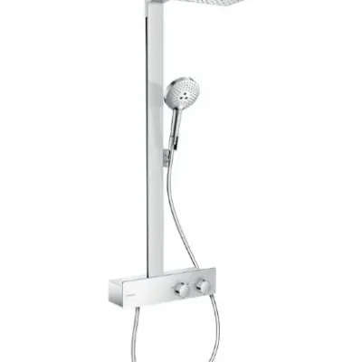 Hansgrohe Raindance E - dušas komplekts ar termostatu, 30x30 cm, EcoSmart, matēti balts 27362700