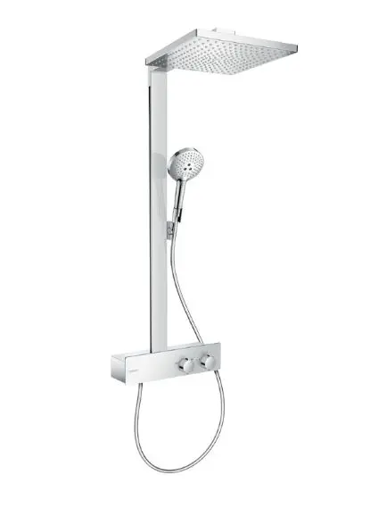 Hansgrohe Raindance E - dušas komplekts ar termostatu, 30x30 cm, EcoSmart, matēti balts 27362700