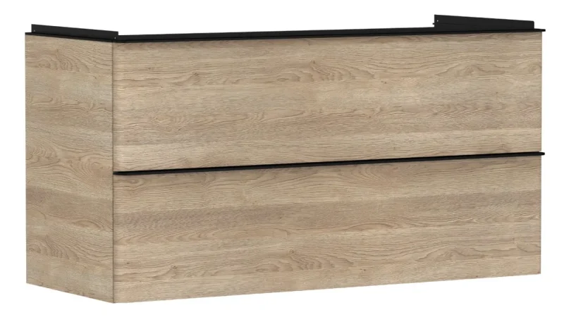 Hansgrohe Xelu Q - izlietnes skapītis, 63x118x50 cm, 2 atvilktnes, dabīgs ozols/matēti melns 54037670