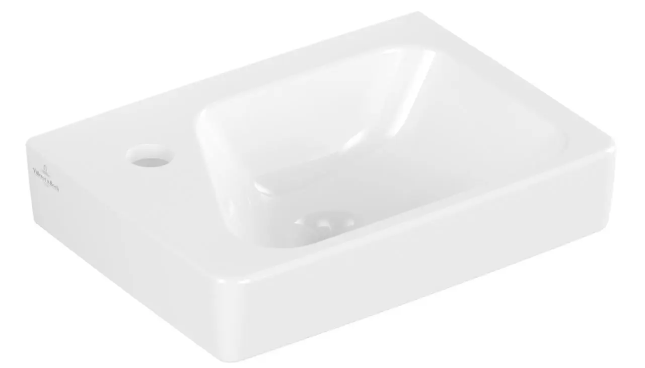 Villeroy & Boch Architectura - roku mazgājamā izlietne, 36x27 cm, ar pārplūdi, caurums jaucējkrānam pa kreisi, Alpu balts 43853601