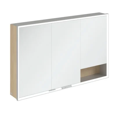 Villeroy & Boch My View+ - spoguļskapītis ar LED apgaismojumu 120x75x17 cm, 3 durvis, ziemeļu ozols/pelēks A48112VJ