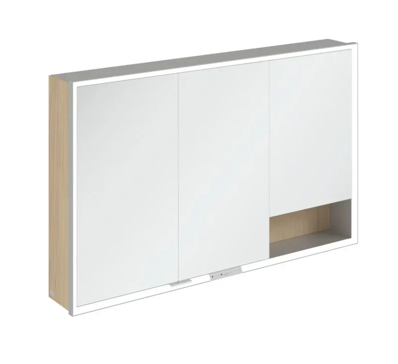 Villeroy & Boch My View+ - spoguļskapītis ar LED apgaismojumu 120x75x17 cm, 3 durvis, ziemeļu ozols/pelēks A48112VJ