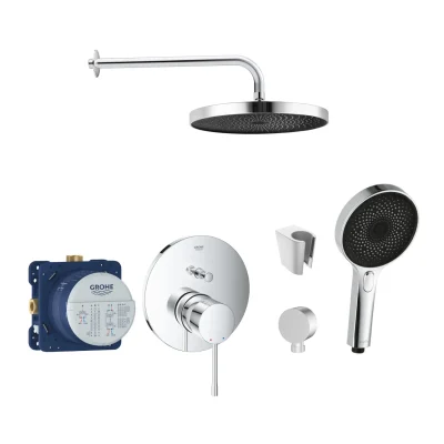 Grohe/Kielle - dušas komplekts ar maisītāju un zemapmetuma montāžas korpusu, hroms SANI21GKK012