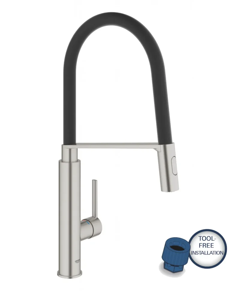 Grohe Feel - virtuves izlietnes maisītājs ar elastīgu roku, Supersteel 31489DC0