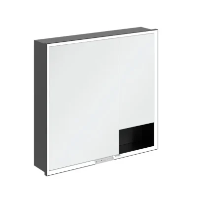 Villeroy & Boch My View+ - spoguļskapis ar LED apgaismojumu 80x75x17 cm, 2 durvis, melns/melns-matēts B48280VL