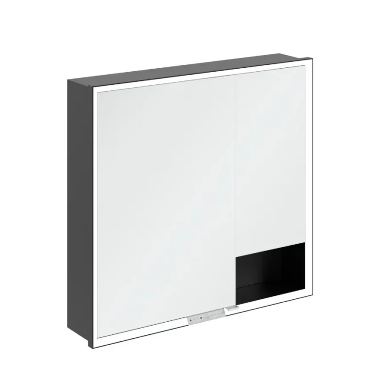 Villeroy & Boch My View+ - spoguļskapis ar LED apgaismojumu 80x75x17 cm, 2 durvis, melns/melns-matēts B48280VL