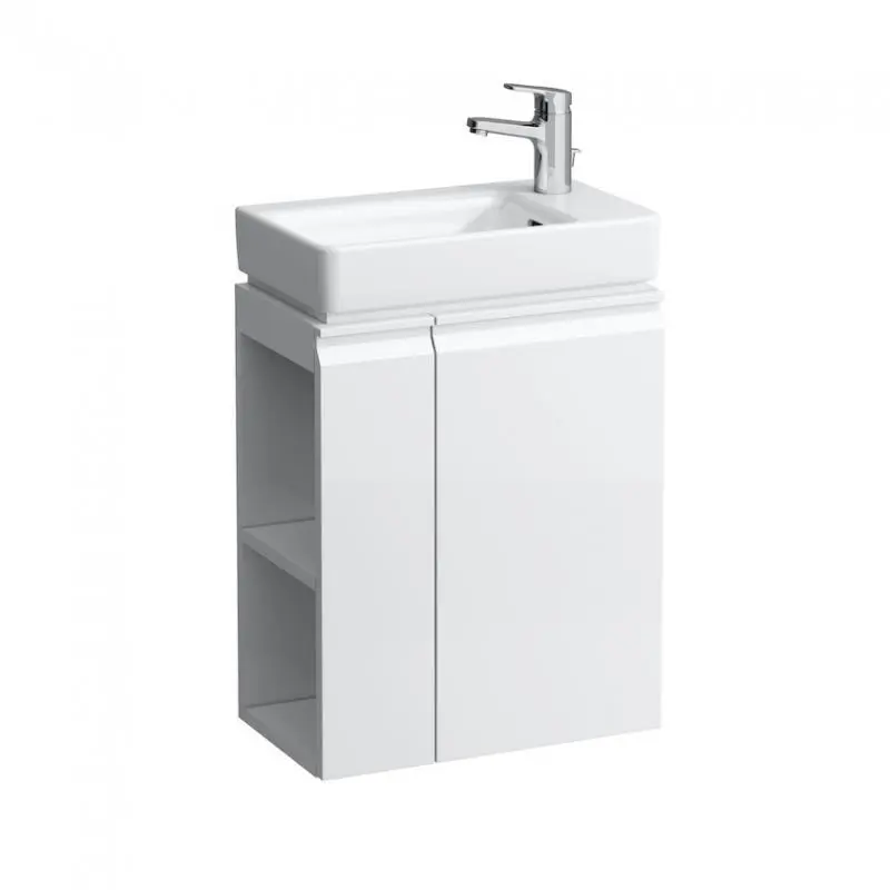 Laufen Pro S - izlietnes zemskapis ar durvīm un sānu plauktu kreisajā pusē, 47x28x61 cm, balts spīdīgs H4830020954751