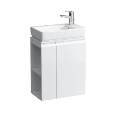 Laufen Pro S - roku izlietne ar skapīti, sifonu un sānu plauktu kreisajā pusē, 48x28x69 cm, balts matēts H8629644631041