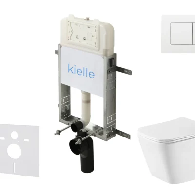 kielle Genesis New - komplekts priekšsienas montāžai, WC Arkas I, Vortex Rimless+, Softclose sēdeklis un vadības plate Gemini New III, spīdīgi balts 30528SZ79