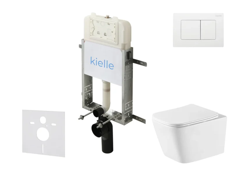 kielle Genesis New - komplekts priekšsienas montāžai, WC Arkas I, Vortex Rimless+, Softclose sēdeklis un vadības plate Gemini New III, spīdīgi balts 30528SZ79