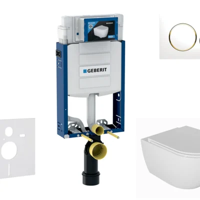 Geberit Kombifix - komplekts priekšsienas elements, WC Oudee ar Softclose sēdekli un Sigma20 vadības plati, balts/zelta SANI15CA3122