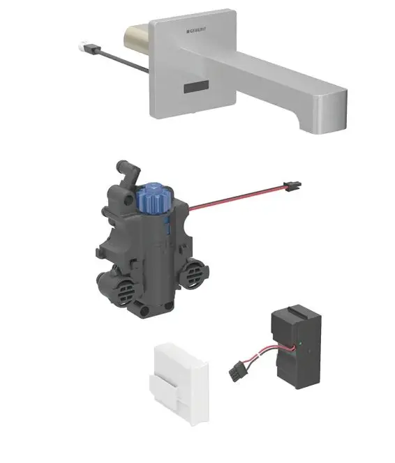 Geberit Brenta - elektroniska termostata izlietnes maisītājs zemapmetuma, tīkla barošana, easy to clean, matēts nerūsējošais tērauds 116.297.SN.1