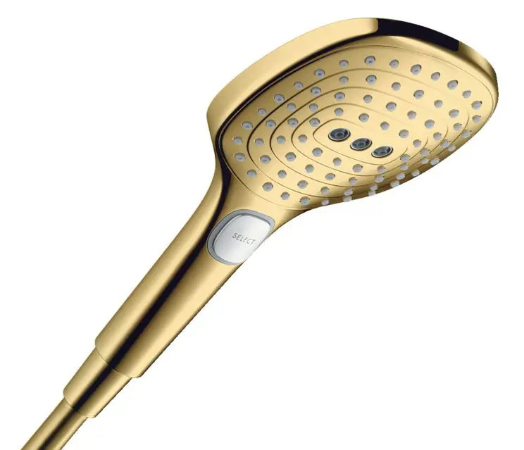 Hansgrohe Raindance Select E - rokas duša, 3 strūklas veidi, EcoSmart+, zelta izskats pulēts 28729990